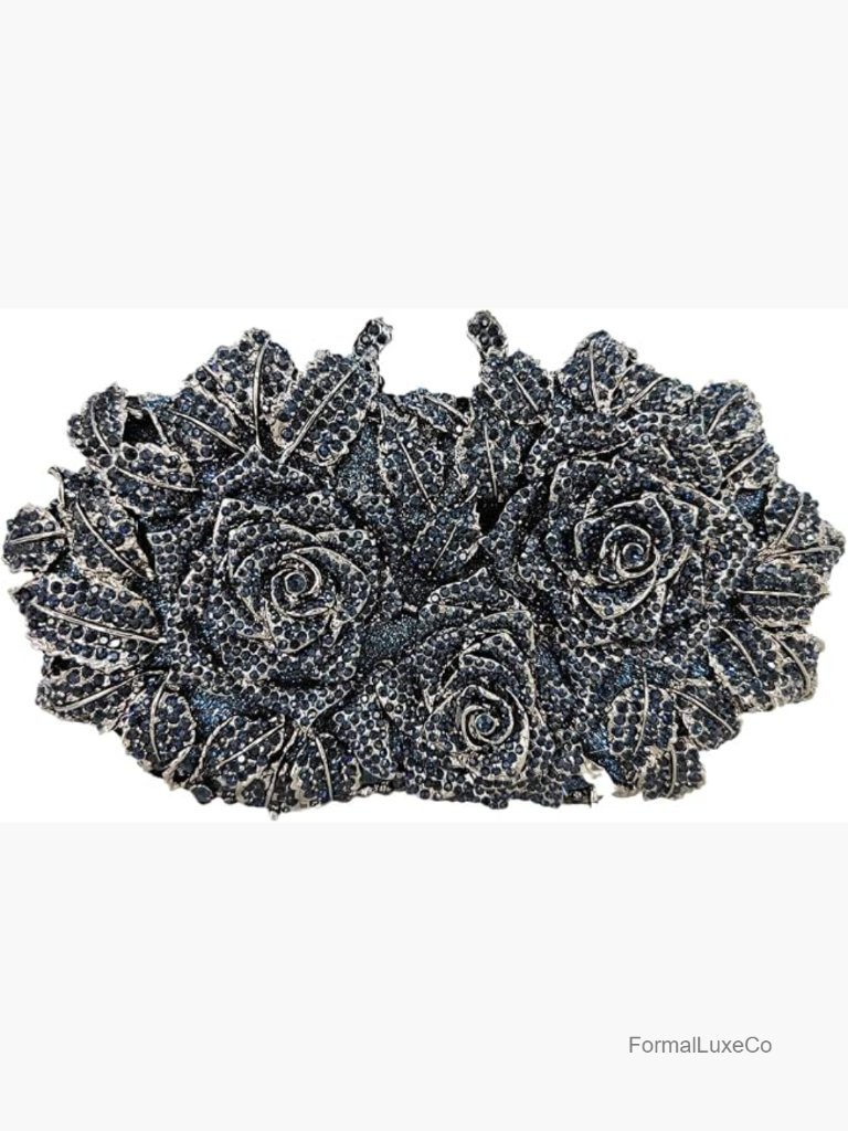 Mini Rhinestone Floral Clutch Evening Bag Crystal Party Purse